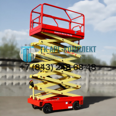 Подъемник ножничный самоходный ведомый (с электроприводной ручкой) QZ-050-110 500кг 13м.  �3