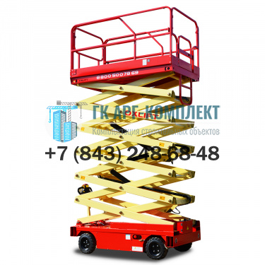 Подъемник ножничный самоходный ведомый (с электроприводной ручкой) QZ-050-110 500кг 13м