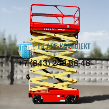 Подъемник ножничный самоходный ведомый (с электроприводной ручкой) QZ-050-110 500кг 13м.  �2